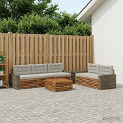 Set di divani da esterno 6 pz Naturale e Grigio Chiaro 3383039