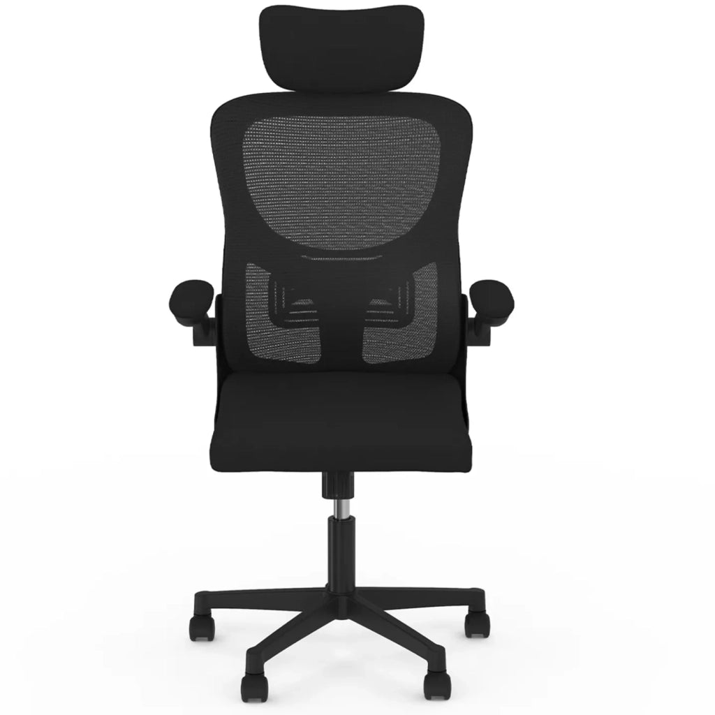 IDMarket - Silla de oficina JAMES en tejido transpirable y reposacabezas con ruedas negras