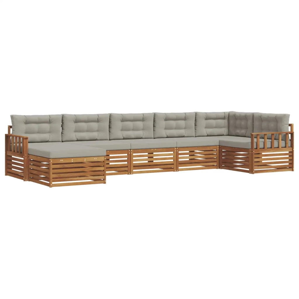 Set di divani da esterno 7 pcs Grigio Naturale e Chiaro