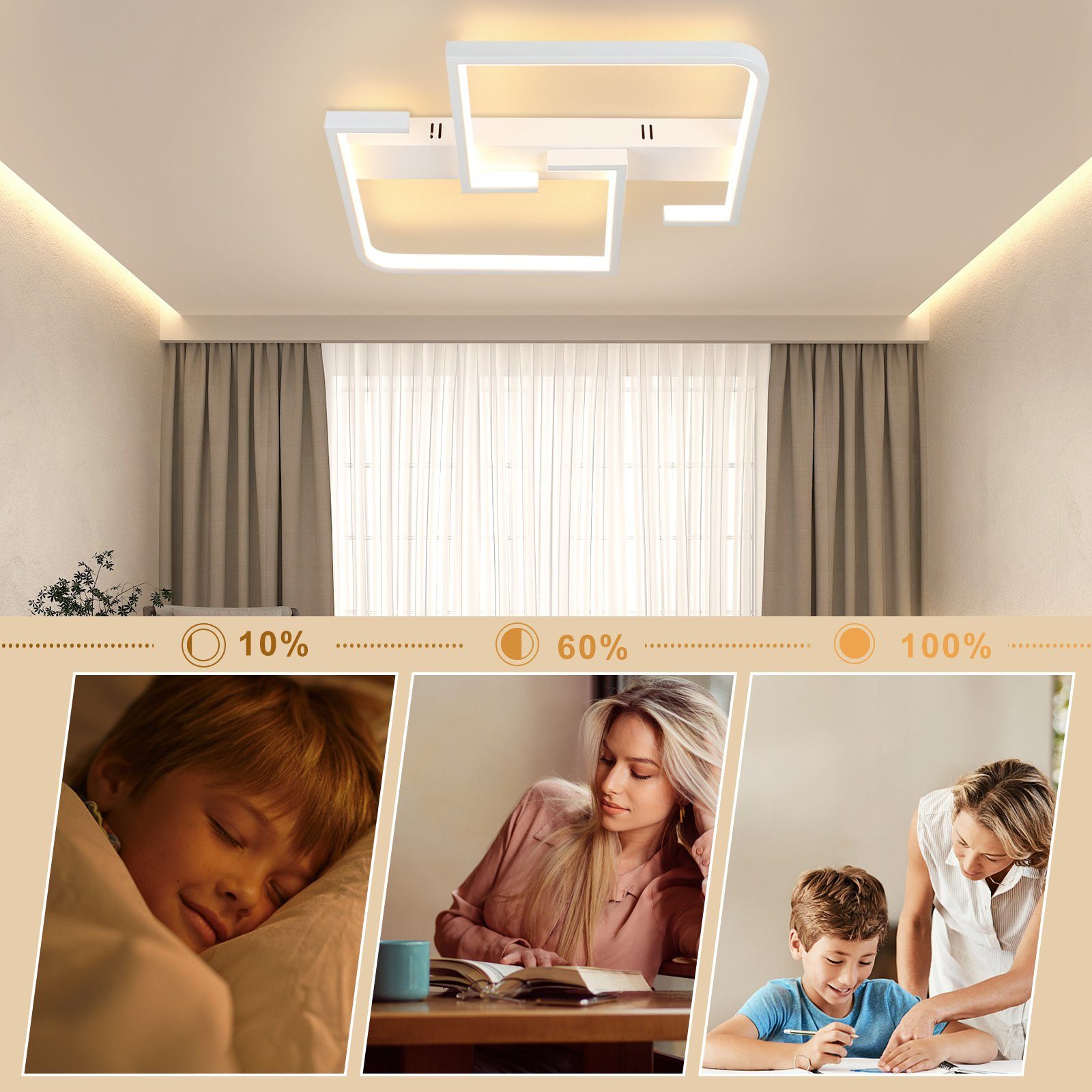 ZMH Lampada da soffitto a LED dimmerabile con telecomando - Illuminazione interna di design da 46 W