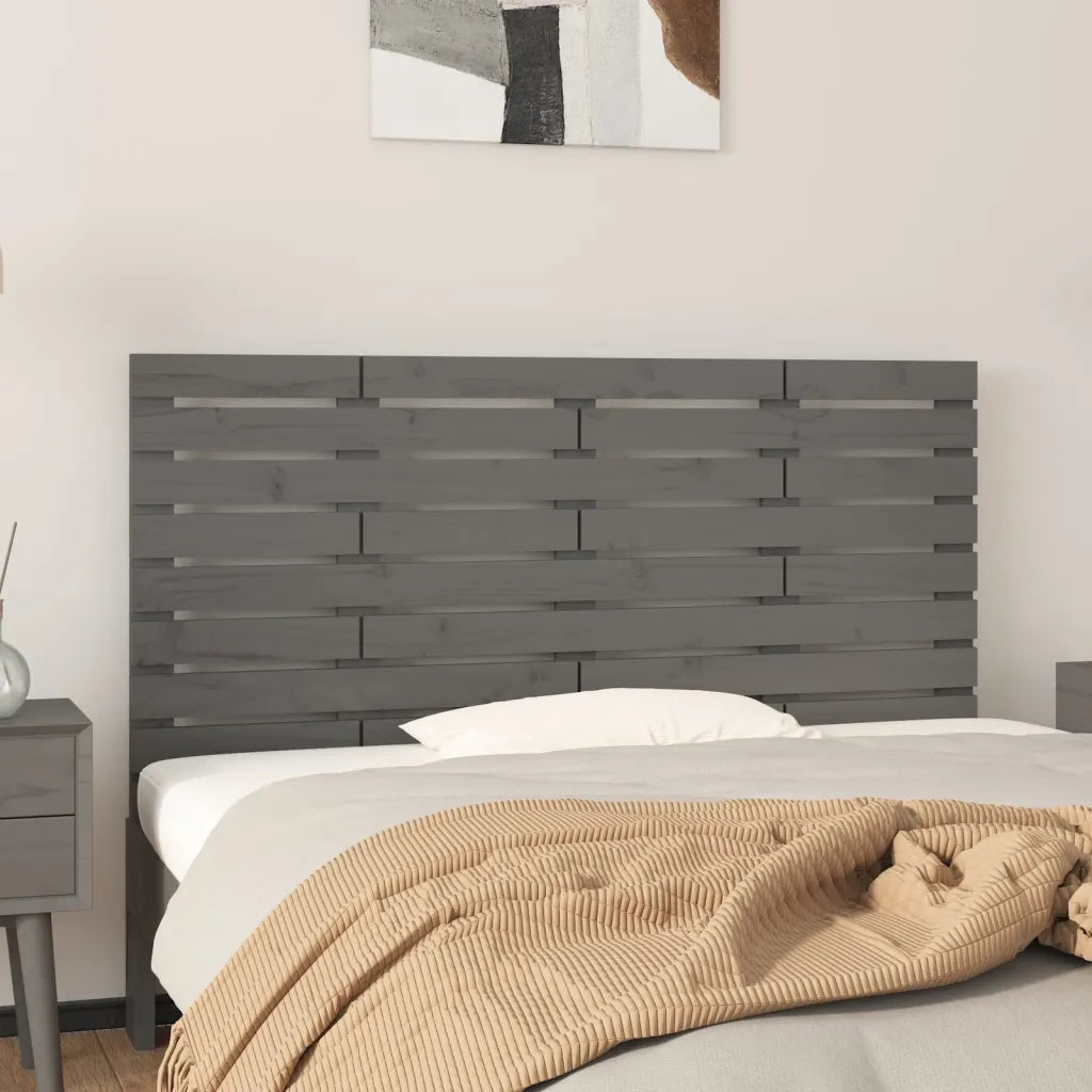 Testiera da Parete-Testiera a Muro-Testata Decorativa Grigia 126x3x63 cm in Legno Massello di Pino