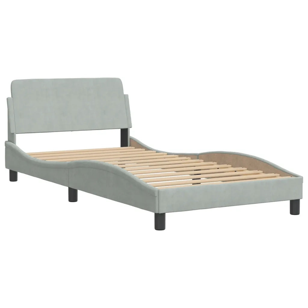 Letto con Materasso Dover Grigio Chiaro 100x200 cm in Velluto 3208351