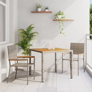Set Pranzo Giardino 3 Pezzi Rattan Poliestere Grigio