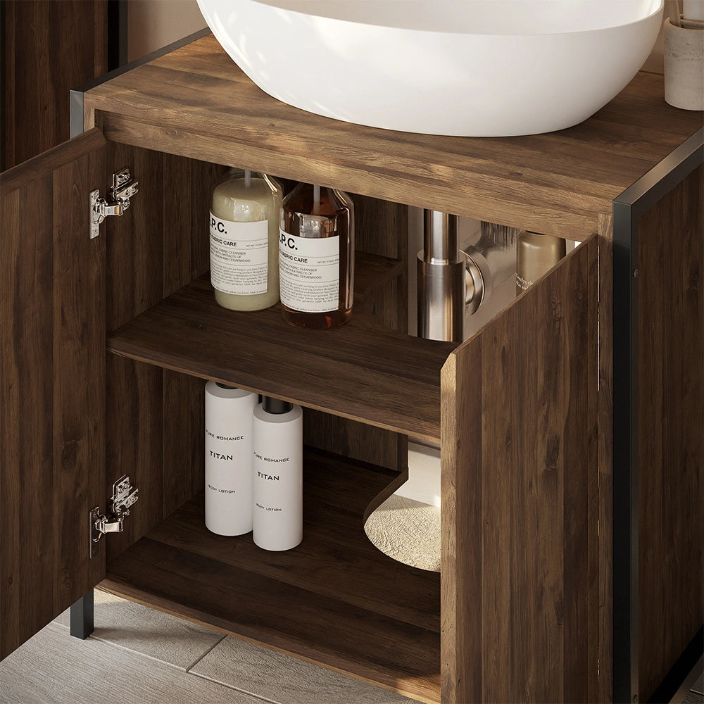 Vicco Set di mobili da bagno Quercia/nero 4 parti