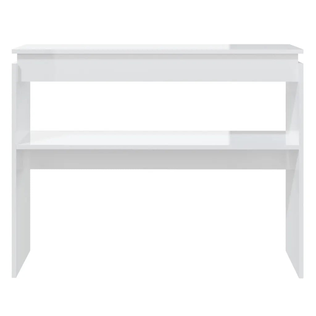 Tavolino Consolle | Tavolo d'Ingresso Bianco Lucido 102x30x80 cm Legno Multistrato