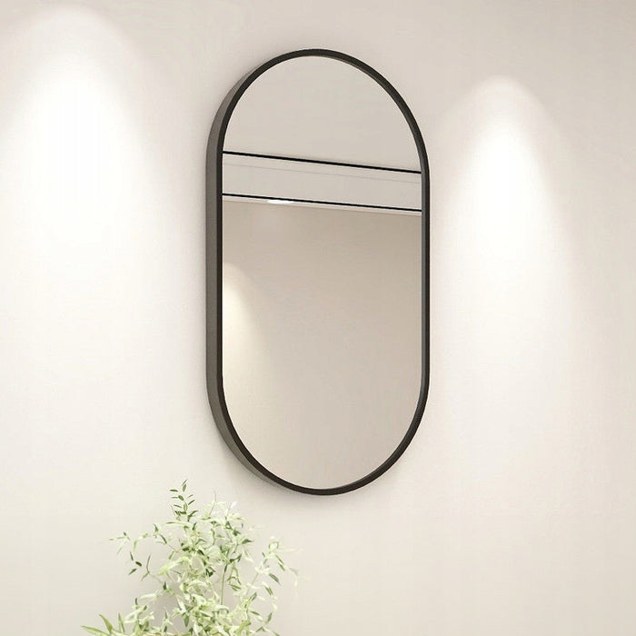 Grande specchio ovale industriale da bagno, camera da letto, soggiorno, nero, 100x50 cm