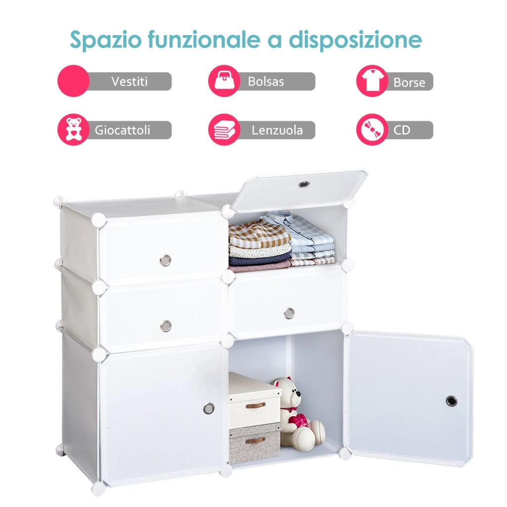 EasyComfort Armadio Scarpiera Salvaspazio, Scarpiera da Ingresso in Plastica, Armadio Modulare per Salotto e Ingressi, Scaffale Portascarpe, Multiuso 75x37x73cm, Bianco