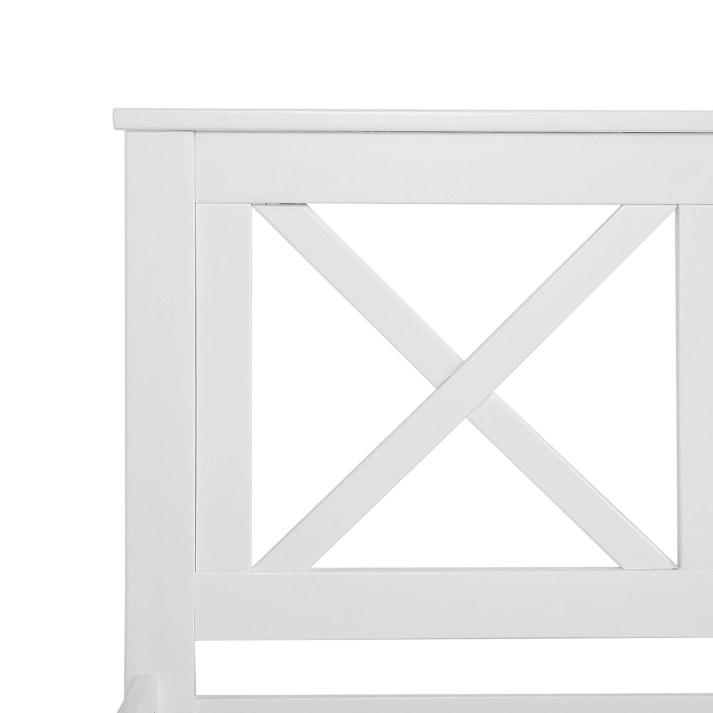 Letto in Legno Bianco con Rete a Doghe Design Elegante 140 x 200 cm