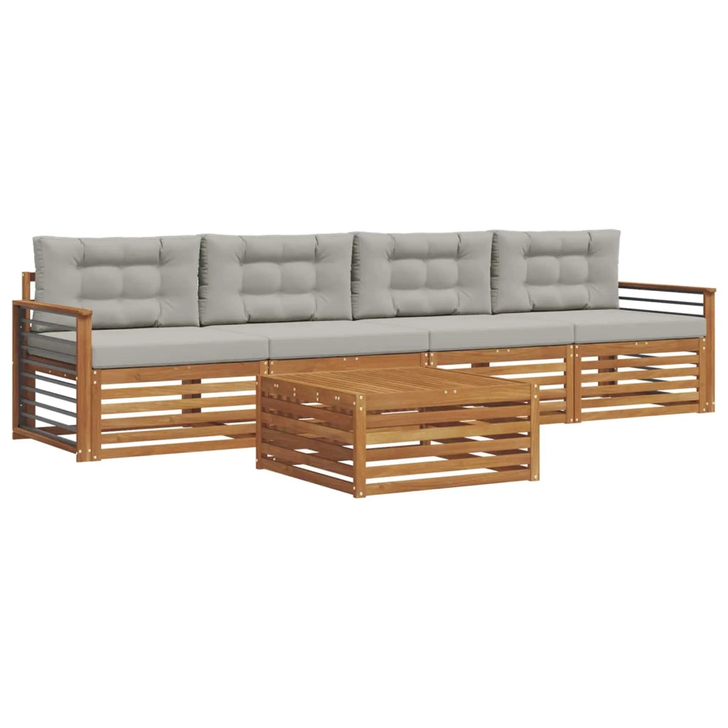 Set di divani da esterno 5 pcs Grigio Naturale e Chiaro 3372991