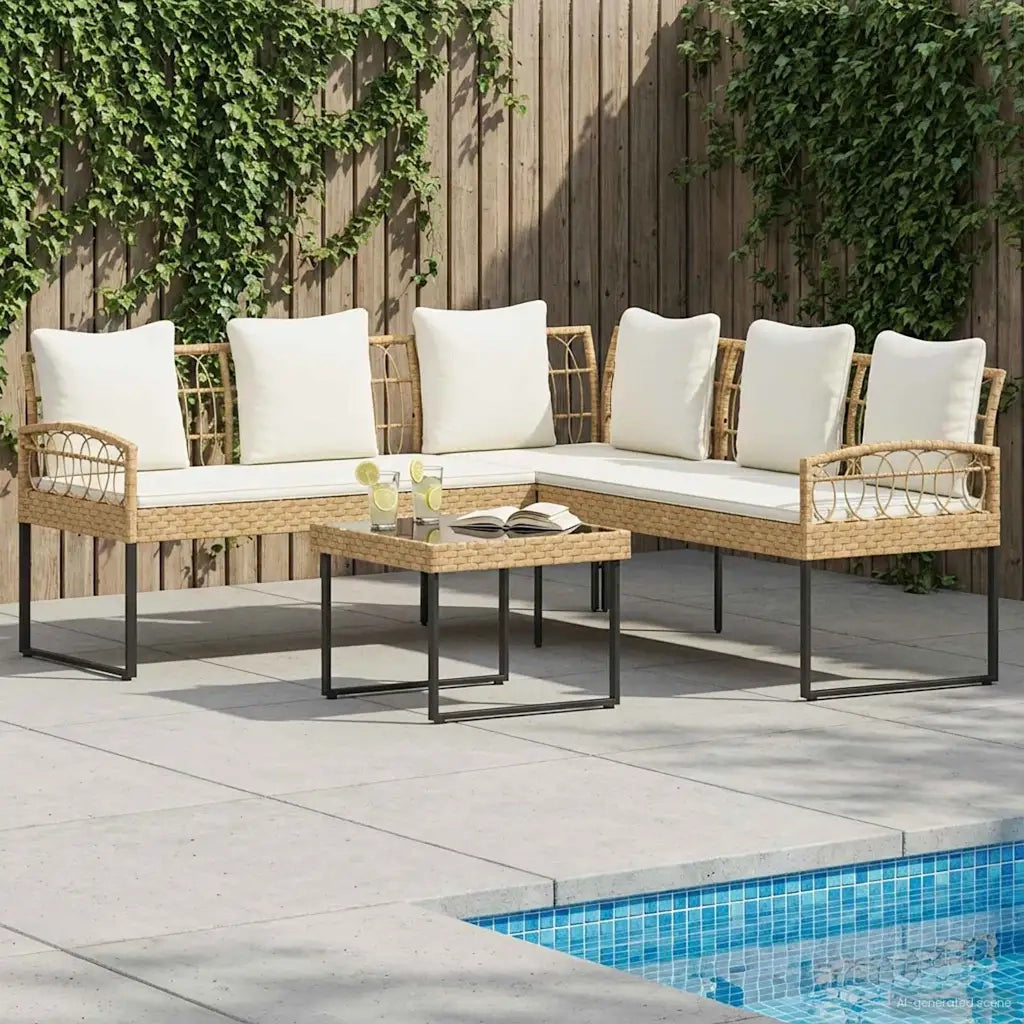 Set Divano da Giardino 2 pcs Naturale Rattan sintetico Acciaio