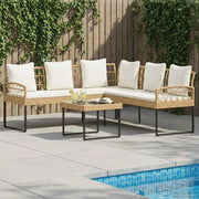 Set Divano da Giardino 2 pcs Naturale Rattan sintetico Acciaio