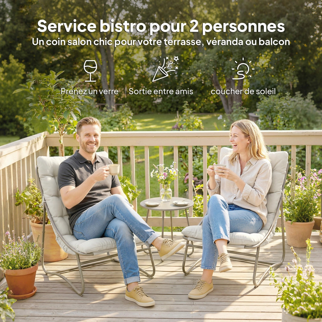 Tavolo da pranzo rotondo con sedie ¨C zephmum ¨C grigio chiaro, tessuto