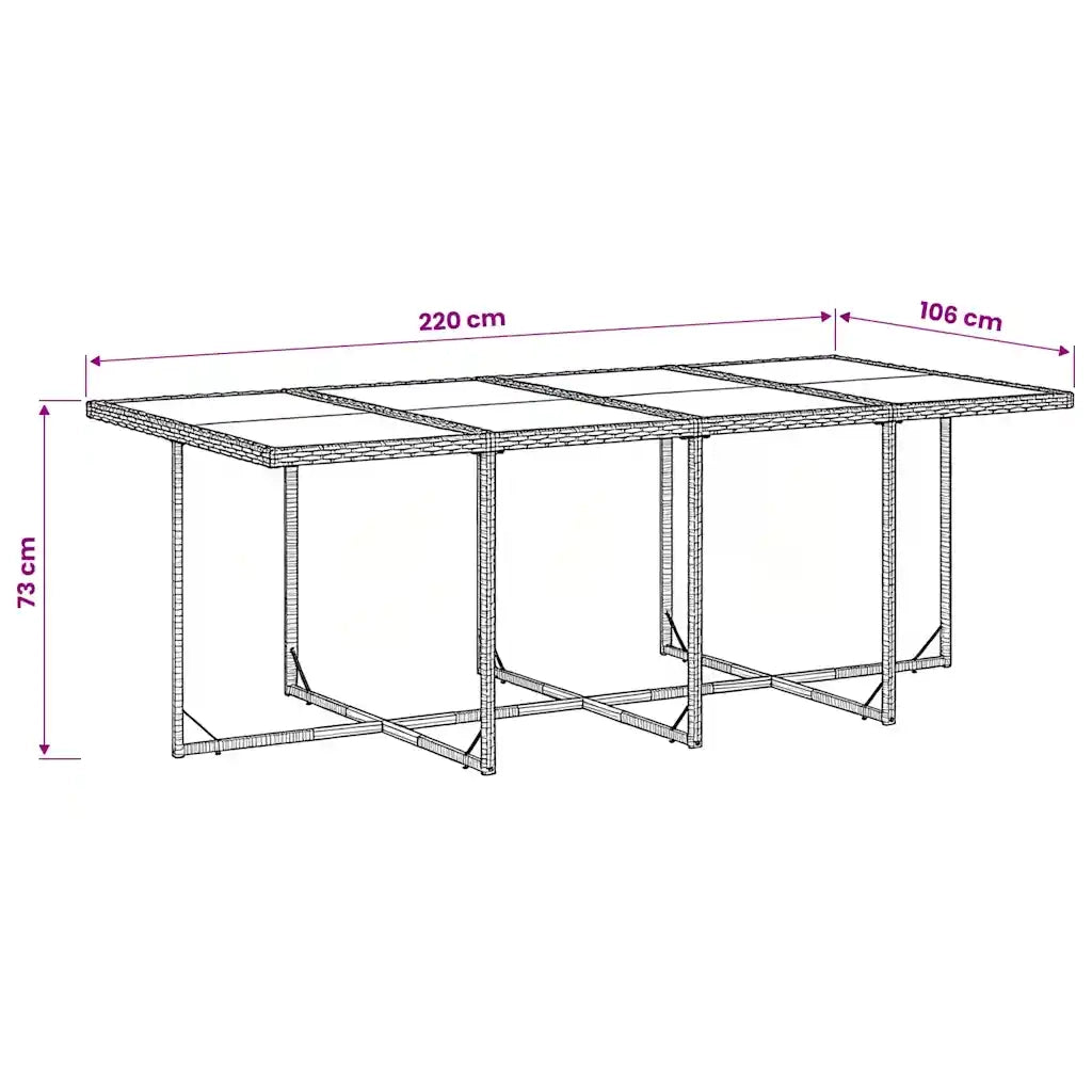 Set da Pranzo da Giardino 9 pz con Cuscini Nero in Polyrattan 3211458