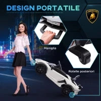 Macchina Elettrica per Bambini a 12V Licenza Lamborghini con Clacson e Telecomando, 107.5x63x42 cm, Bianca