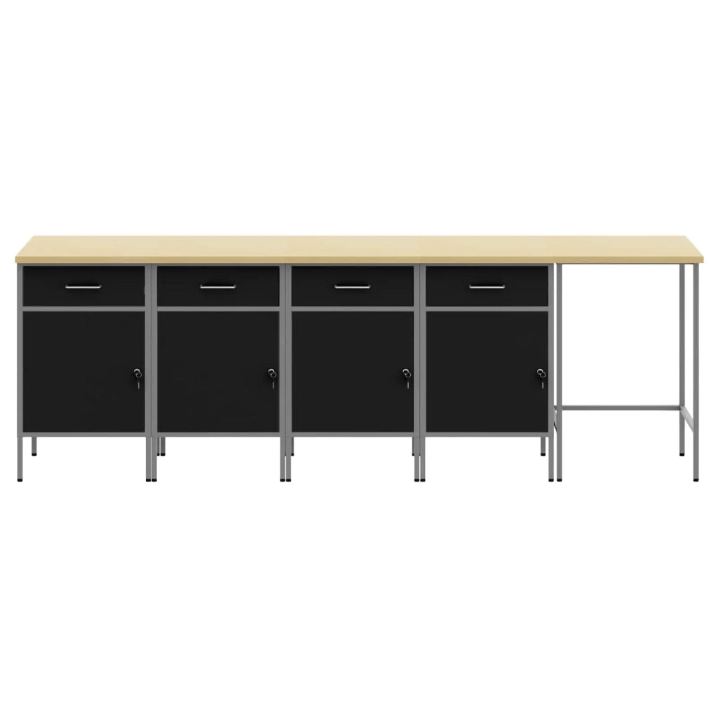 Set di mobili da lavoro con cassetto 5 pcs Nero e Grigio 3321392