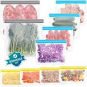 Pacchetto da 10 pezzi di sacchetti di stoccaggio riciclabili, sacchetti di congelazione riciclabili BPA liberi, sacchetti di panino, sacchetti di cibo in silicone, tazze di picnic impermeabili al grasso per viaggi, borse per gioielli (2XL4M4S)