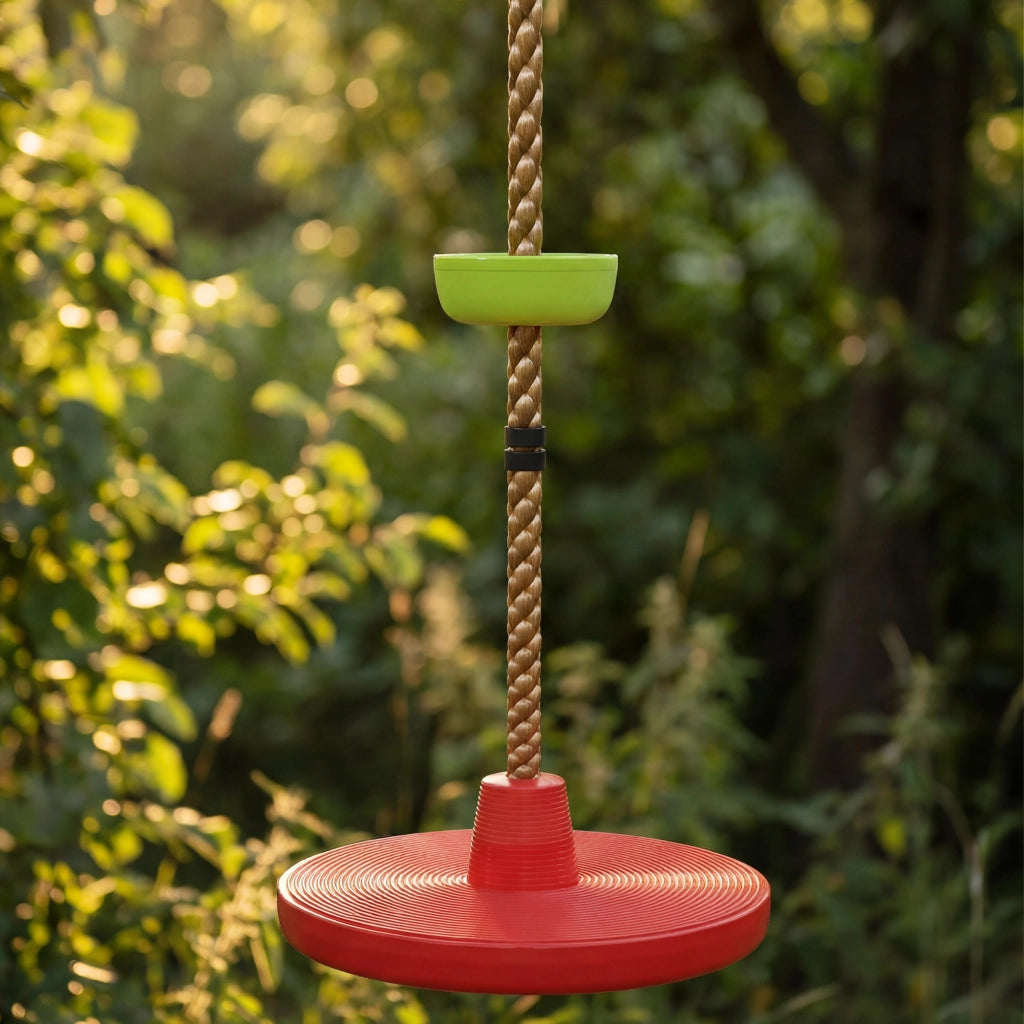 Corda Arrampicata per Bambini con Pedane e Seduta a Disco in HDPE e PE Rosso