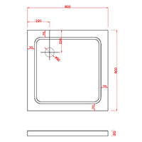 Piatto Doccia Quadrato H5cm in ABS Rinforzato Bianco 80x80 cm