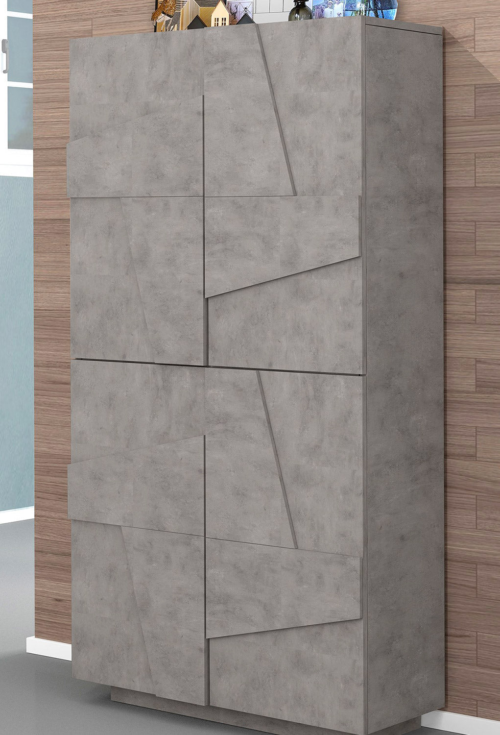 Scarpiera 4 Ante Battenti 81,2x39,2x167,6 cm Ping Cemento Bronx