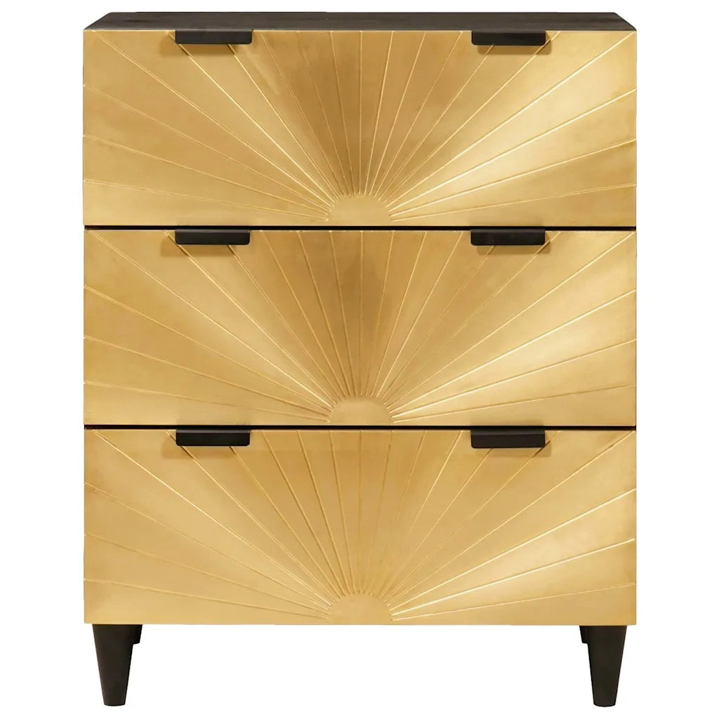 Credenza-Buffet-Armadio da cucina Nero e Oro 60 x 33 x 75 cm legno massello di mango 296716