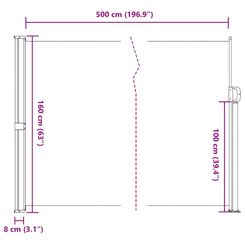 Tenda da Sole | Tenda parasole Laterale Retrattile Crema 160x500 cm