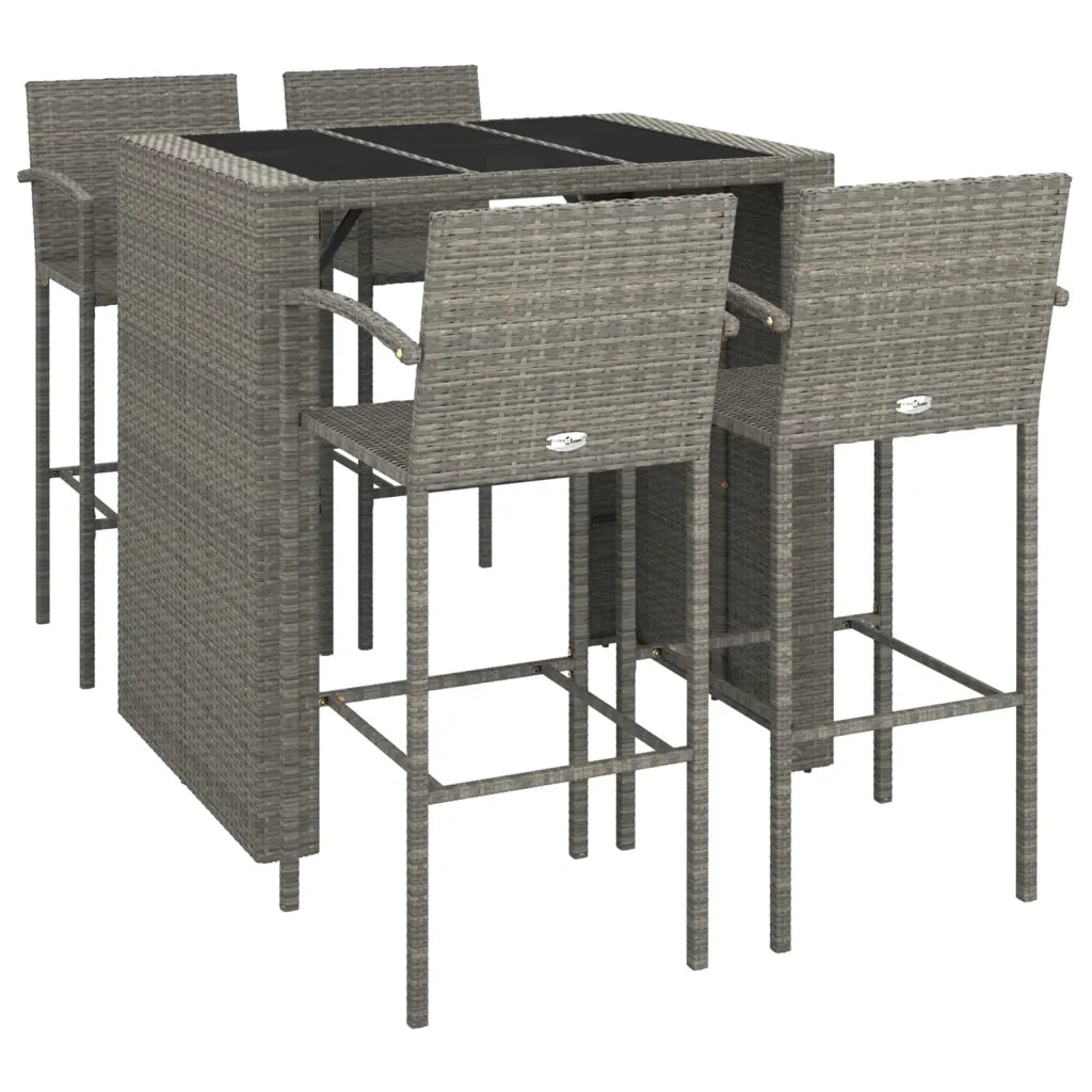 Set da Bar da Giardino 5 pz Grigio in Polyrattan 3187667