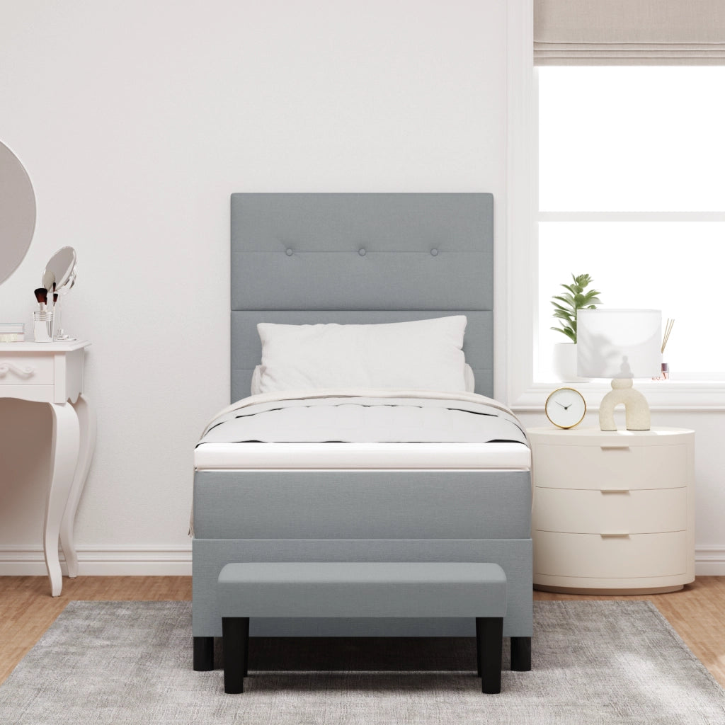 Letto a Molle e Materasso Grigio Chiaro 90x190 cm Tessuto