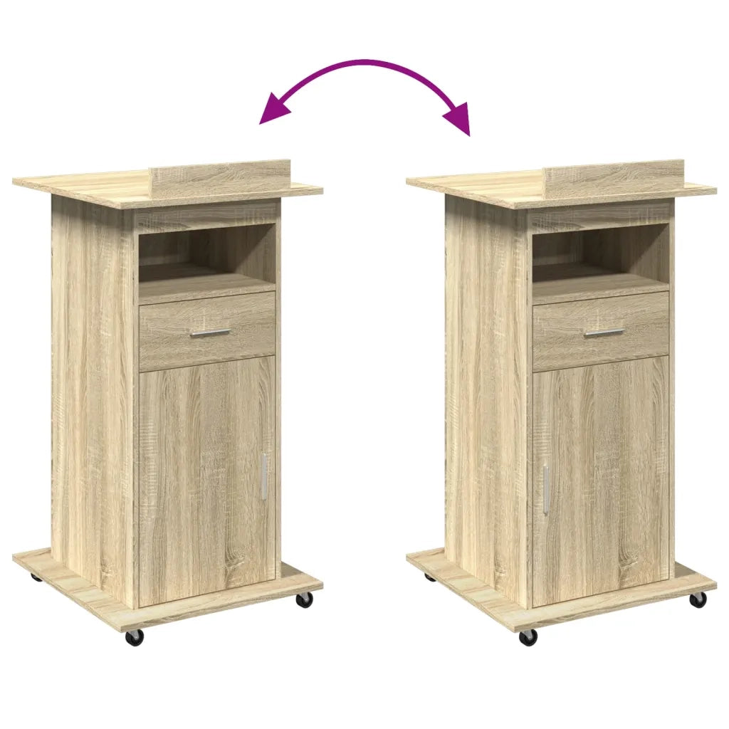 Leggio con Ruote e Cassetto Sonoma 55x55x107 cm in Multistrato 848026