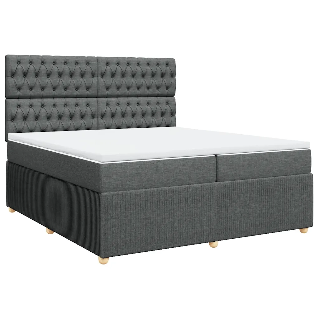 Giroletto a Molle con Materasso Grigio Scuro 200x200 cm Tessuto 3292171