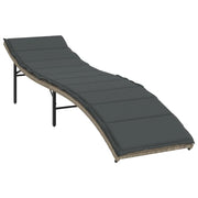 Lettino Prendisole | Sdraio da giardino | Lettino da sole con Cuscino Grigio 55x199x50cm in Polyrattan