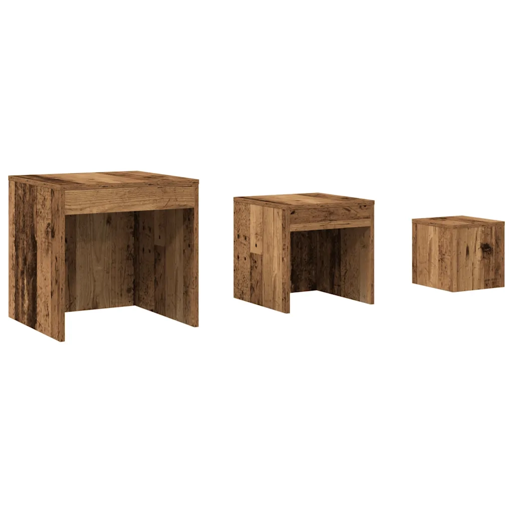 Tavolini Impilabili 3 pz Legno Antico in Legno Multistrato