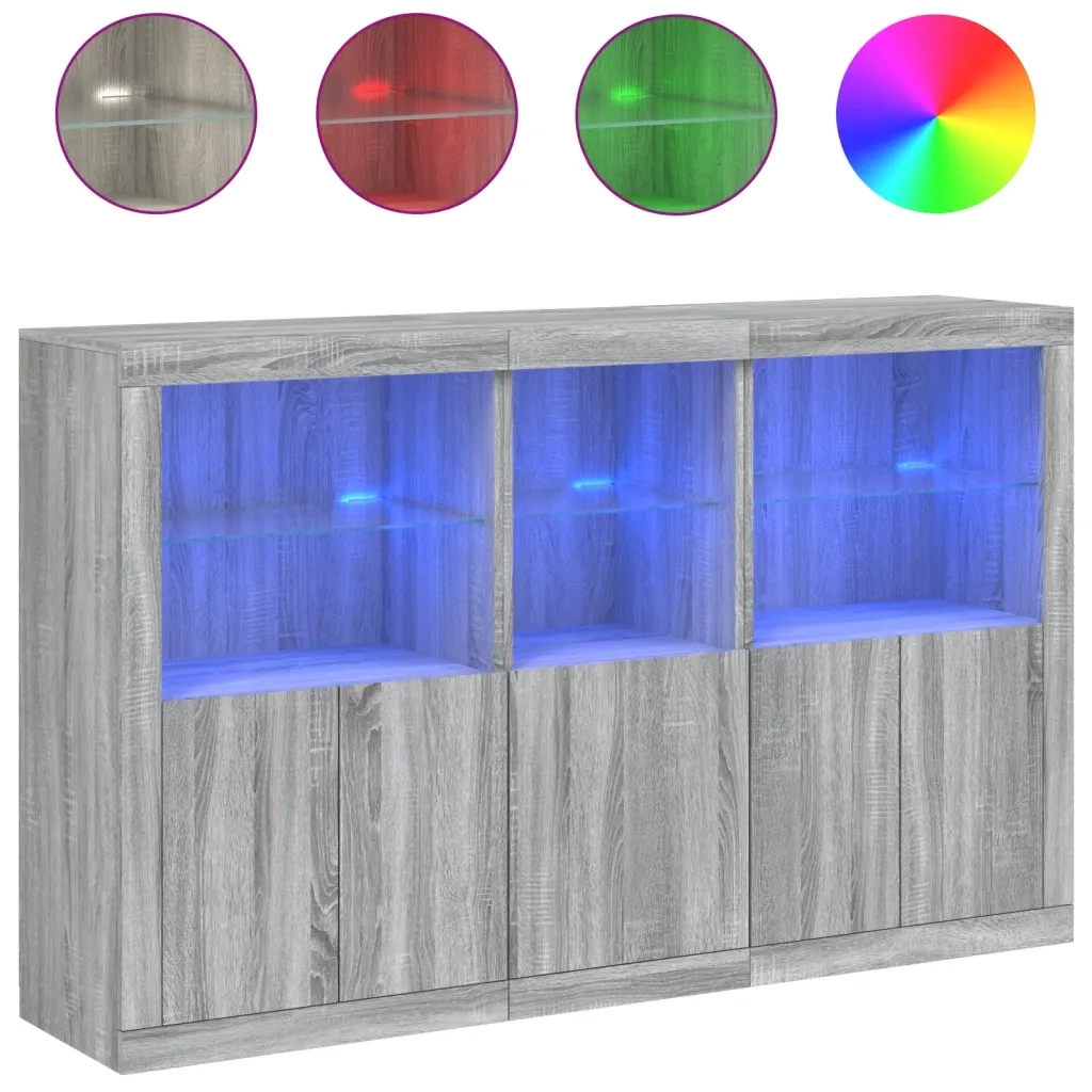 Credenza con Luci LED Grigio Sonoma 162x37x100 cm 3209147