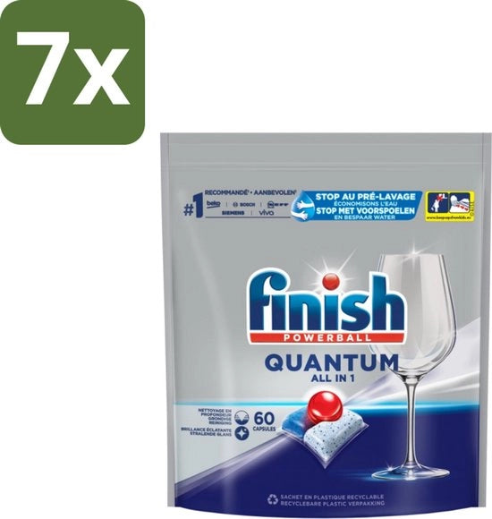 7 x Tablet per Lavaggio Della Cucina - Quantum All-in-1 - 60 Capsule - Lavaggio Della Cucina - Pulizia - Brillantezza - Eliminazione del Grasso
