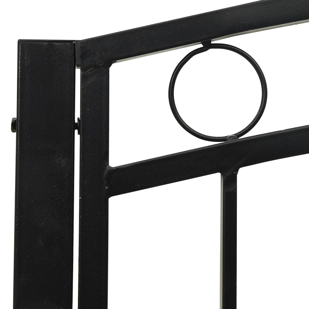 Panca da Giardino con Tavolino Nero 120 cm Acciaio