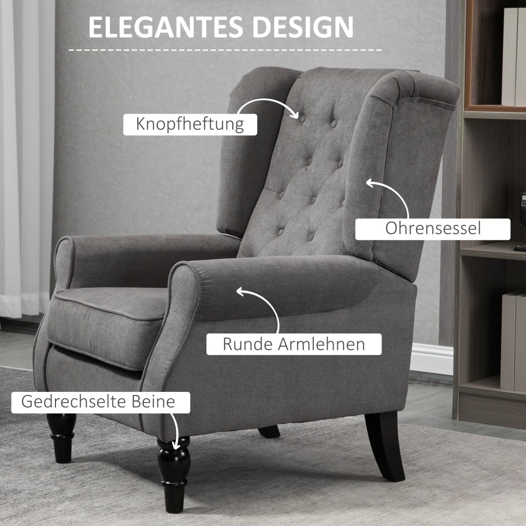POLTRONA Relax con Schienale Alto 74x86x102 cm Poliestere Grigio Scuro