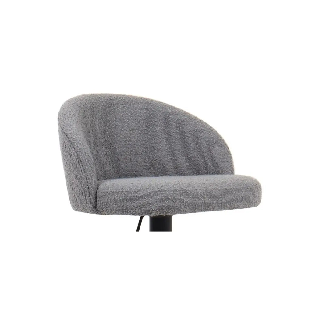 Sgabello da bar HYDRA - Bouclé grigio chiaro - Altezza regolabile 86-107 cm - Gambe in metallo - Stile moderno