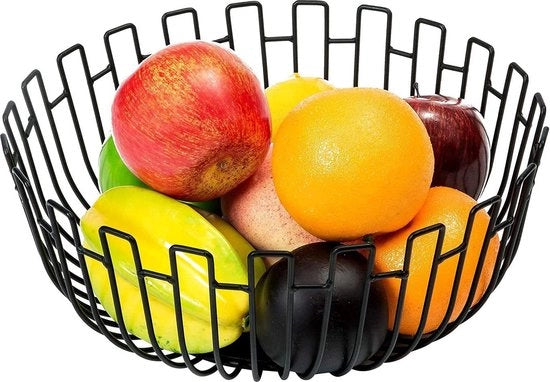 Scatola per frutta, grande ciotola per frutta per cucina, ciotole per frutta per tavolo da pranzo, scatole per frutta per soggiorno, cucina, cucina secondaria - nero/27×11 cm