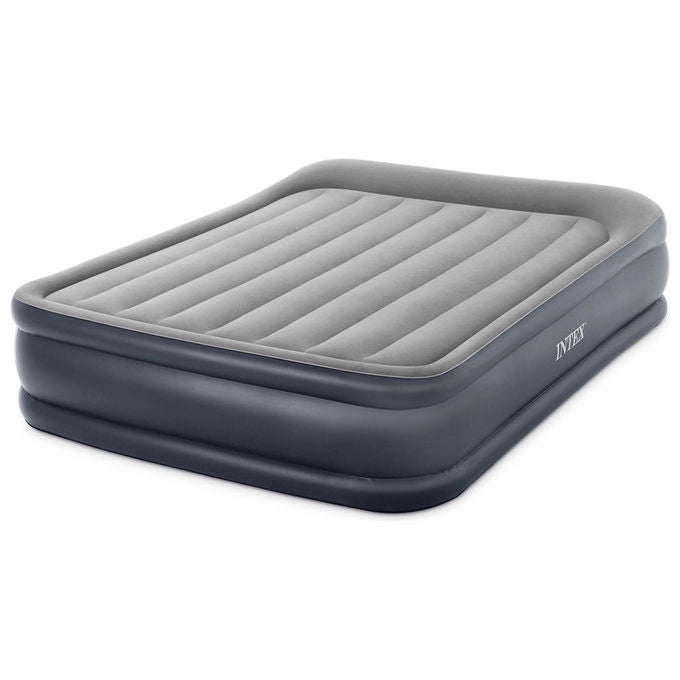 Intex 64136ND Materasso Dura-Beam Pillow Rest Deluxe Matrimoniale Bicolore con Pompa Elettrica Incorporata 152x203x42 cm