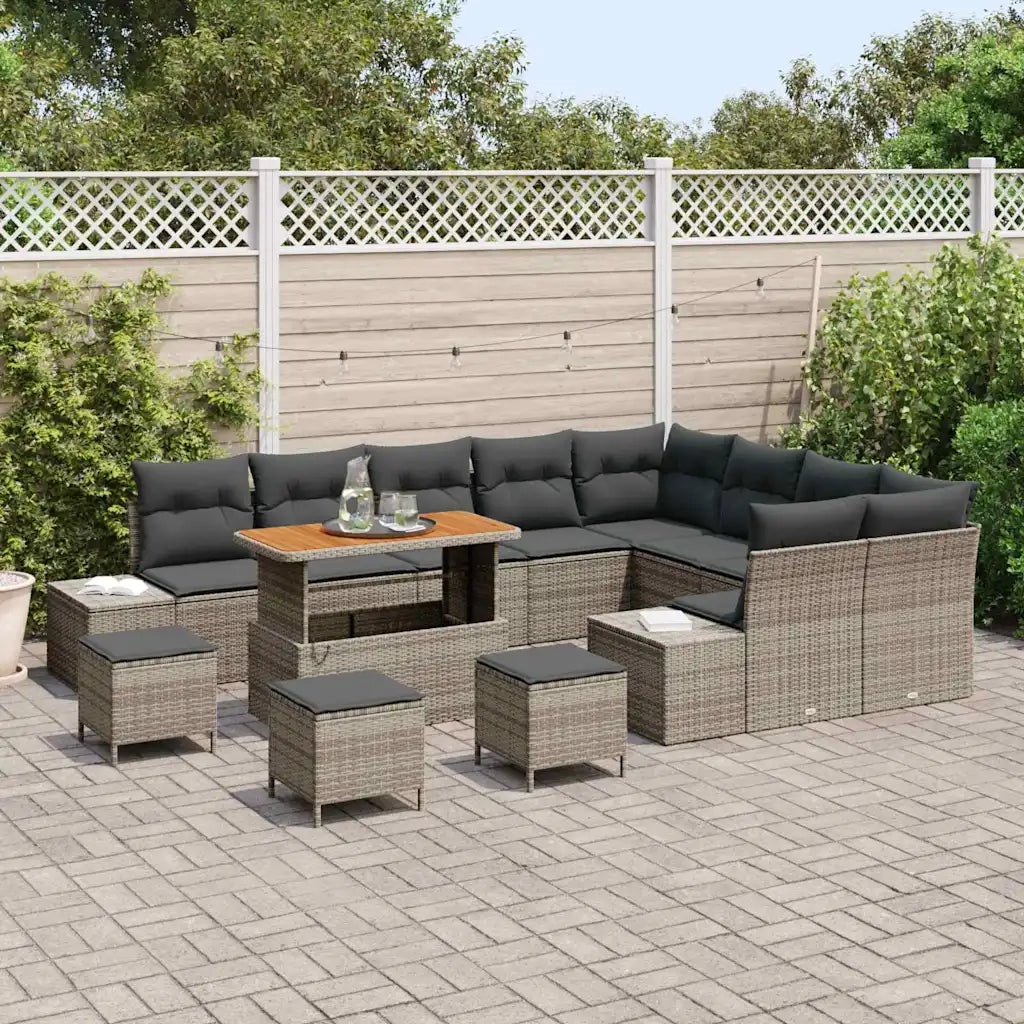 Set Divano da Giardino con cuscino 13 pcs Grigio polyrattan 3362833