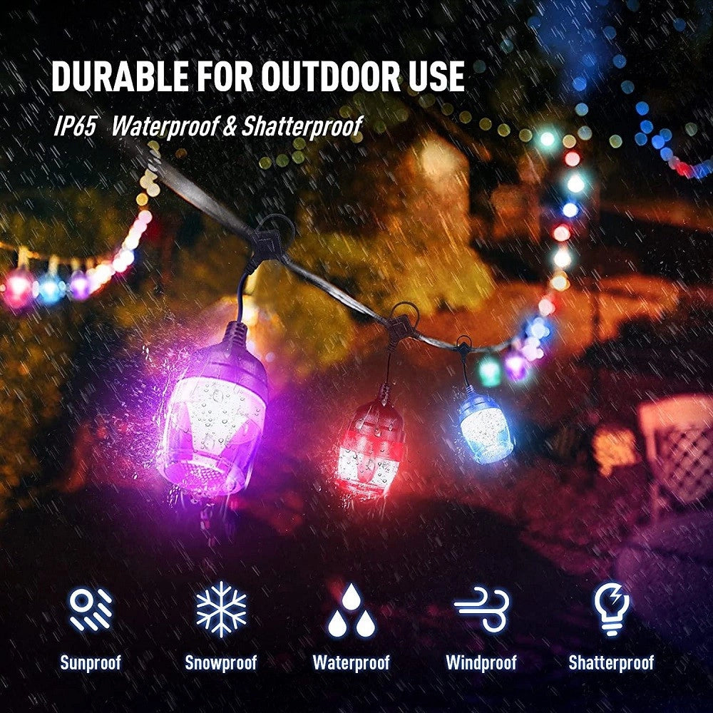 Trade Shop - Luci Per Esterni A Led Rgb 14 Lampadine Dimmerabili Sincronizzate Impermeabili -