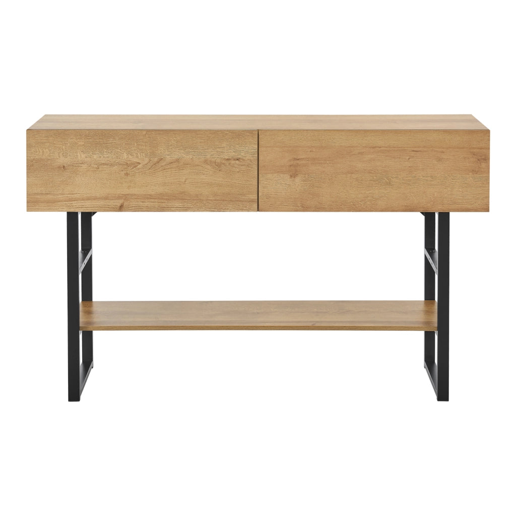 Tavolo Consolle Varberg con Cassetti e Ripiano 75 x 120 x 30 cm - Effetto Rovere [en.casa]