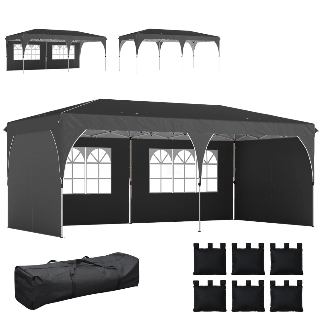 Tenda da Giardino Pieghevole ¨C Zephmum ¨C Grigio Scuro 6x3 m