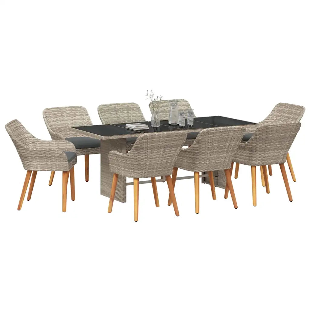 vidaXL Set da pranzo 9 pcs Grigio chiaro