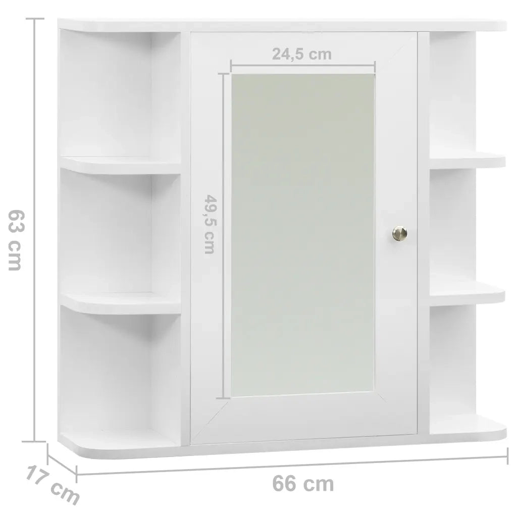 Armadietto a Specchio | Armadio da bagno Bianco 66x17x63 cm in MDF