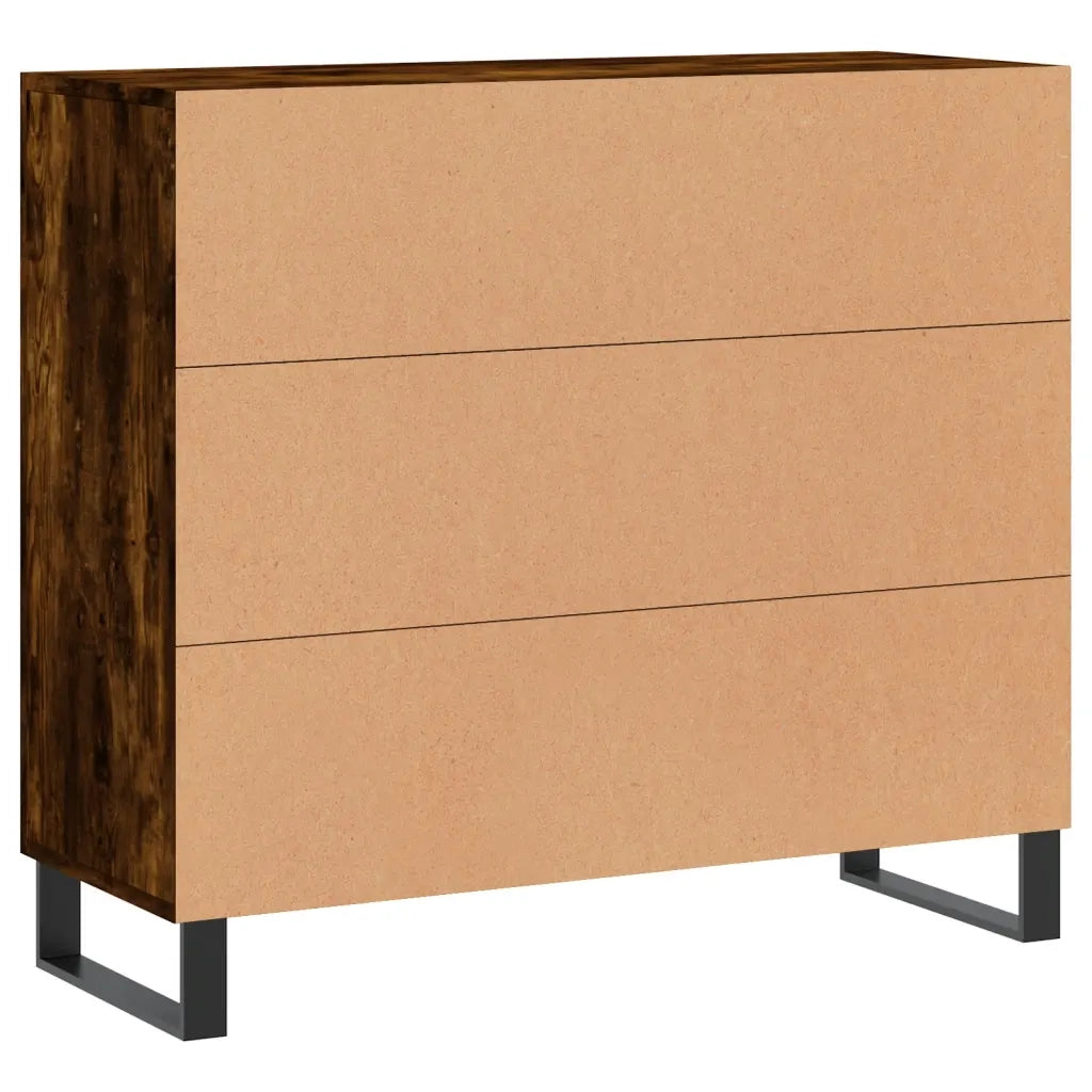 Credenza | Madia | Buffet da pranzo | Armadio da pranzo Rovere Fumo 90x34x80 cm in Legno Multistrato