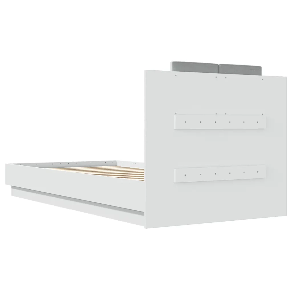 Letto singolo | Letto per adulti | Giroletto con Testiera e LED Bianco 75x190 cm