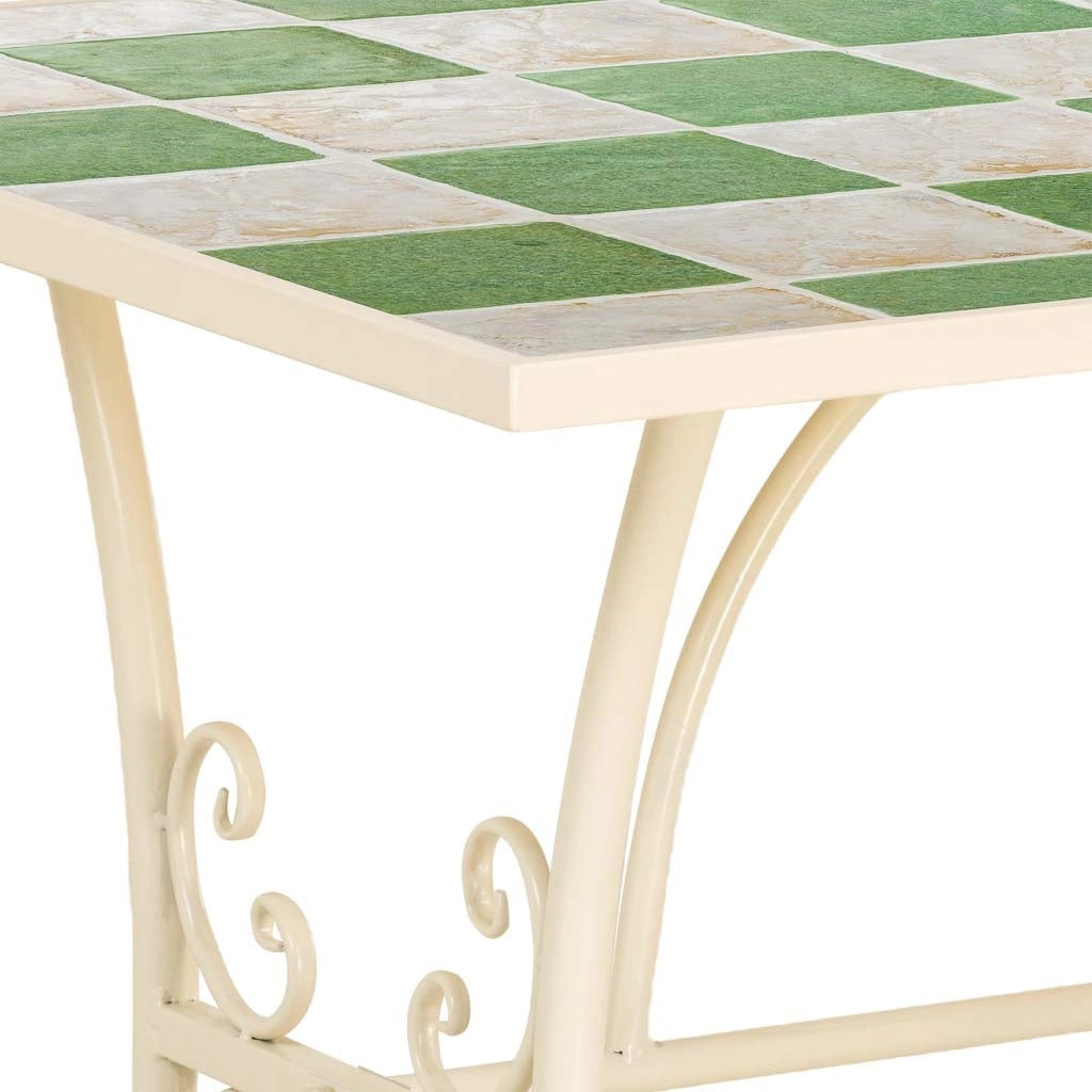 Tavolo in mosaico Multicolore e ferro battuto: 120x80x75h cm