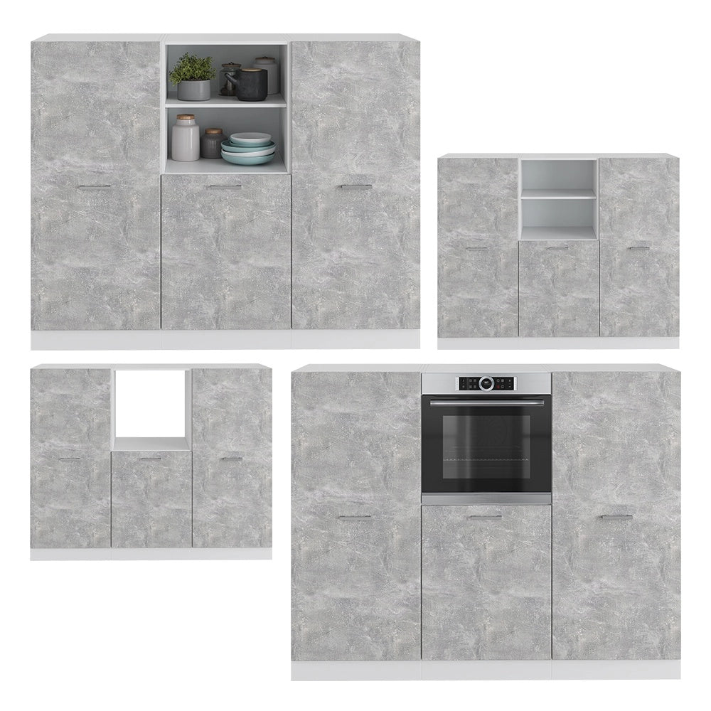 Cucine componibili piccole R-Line Calcestruzzo/Bianco 180 cm senza piano di lavoro Vicco