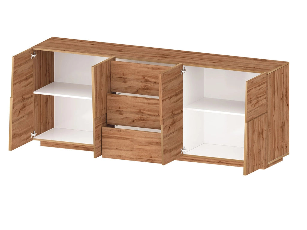 Credenza 4 Ante 3 Cassetti 220x44x86 cm Pongo 4A 3C Rovere Wotan