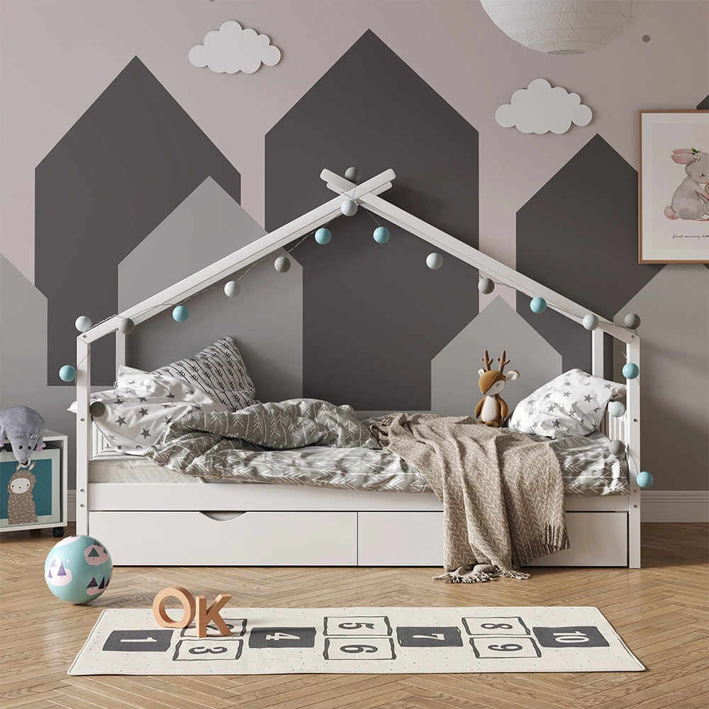 Vitalispa Letto da casa Bianco 90x200 cm con letto per ospiti e materasso